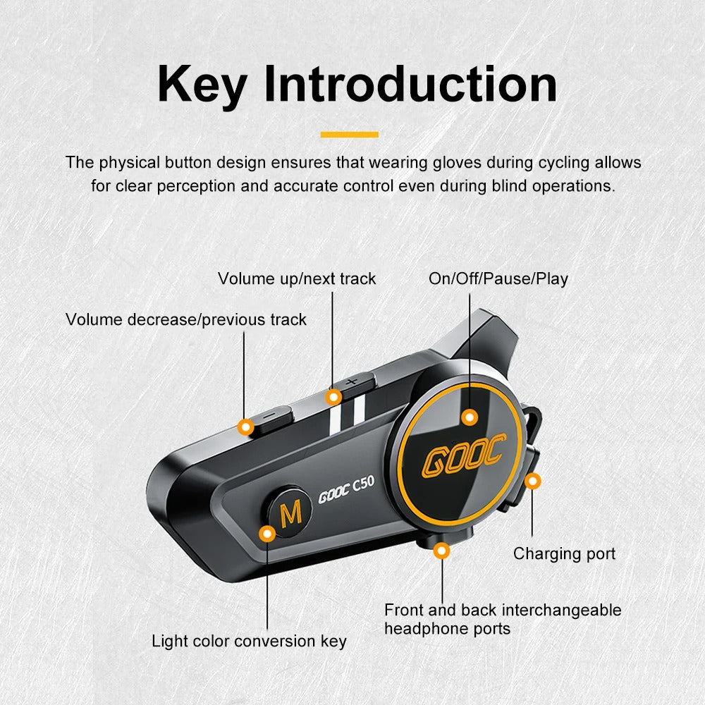 Motorcycle Helmet Intercom Bluetooth/Waterproof/Music/Calls